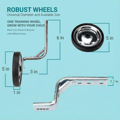 Adjustable Training Wheels For Kids Bike 14 16 18 Inches With Rust Resistant Steel Frame Rubber Wheels Easy Install Pair