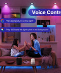 Two women enjoying voice control with Xsky Smart Recessed Lighting 6 inch 4 Pack, Black Trim, Dimmer Switch Include, Zigbee 3.0 Light.