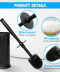 Long Handle Plastic Toilet Brush With Covered Holder Drip Free Stable Base And Hard Bristles Low Profile Bathroom Cleaner Set