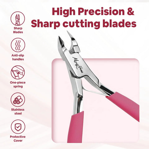 Pro Grade Cuticle Nippers And Cutter For Women With Ultra Sharp 4mm Jaws And Non Slip Grips Travel Leather Case Stainless Steel Nail Tool