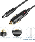 Kickstart Your Road Trips With This 6.5Ft DC Power Cord Featuring A Snug 5.5X2.1Mm Cigarette Lighter Plug For 12V To 24V Vehicles showing anti-slip design and stainless steel contact.