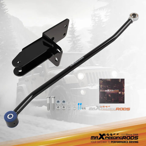 Adjustable Front Track Bar For Jeep Cherokee XJ 1984 to 2001 Lift Kit Center Axle After Suspension 4 To 6.5 Inch Length 790 To 830 mm Eyelet To Eyelet Easy Install Built Tough For Rough Trails, black steel with relocation bracket