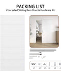 36X84 White Concealed Sliding Barn Door With Hidden Rail And Soft Close Hardware Kit, Flush Floating Look For Interior Openings