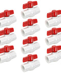 Ten Pack Three Quarters Inch PVC Ball Valves With T Handle SCH40 Threaded NPT Water Shut Off Control Valve for home systems