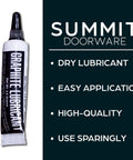 Graphite Lock Lubricant With Precision Needle Applicator in 4.5g tube for smooth lock operation and reduced friction.