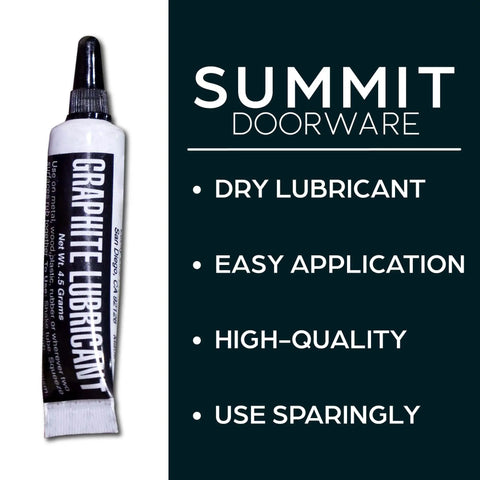 Graphite Lock Lubricant With Precision Needle Applicator in 4.5g tube for smooth lock operation and reduced friction.