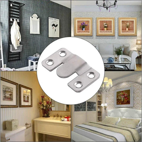 Beefy Heavy Duty Stainless Steel Flush Mount Brackets With Interlocking Clips For Picture Frames And Large Wall Displays