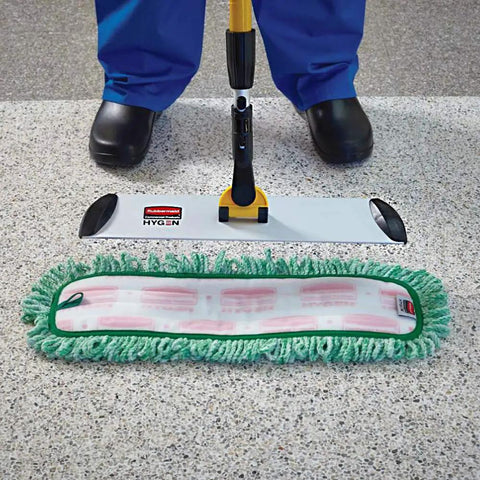 HYGEN Microfiber Quick Connect Mop Frame 18 Inch Silver For Heavy Duty Floor Cleaning In Commercial And Industrial Settings Bucketless Mopping System For Faster Coverage Easy Attach Dusting And Wipe Down