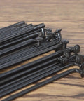 Heavy Duty Bicycle Spokes Set For Electric Bikes And Tricycles, Black Carbon Steel Spokes, 76mm To 280mm Length, Nipples Included