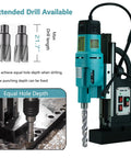 Zinnore 2000W Magnetic Drill Press With 4047 Lbf Mag Force, Variable Speed Portable Electric Machine For Drilling with depth adjustment.