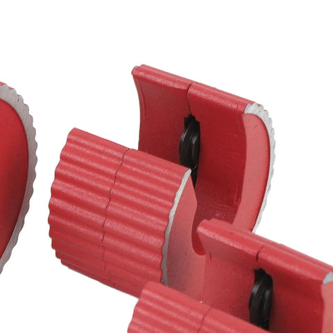Close-up of red cutting wheels from Go To Copper Tubing Cutter Set With One Half Inch, Three Quarter Inch And One Inch Cutters For Auto Brake Lines
