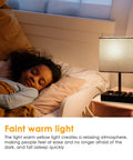 Fully Dimmable Table Lamp With Two USB Ports And Two AC Outlets beside sleeping child in bedroom
