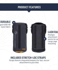 Front and back view of Bikepack Dry Bags Set 3.7L Each Waterproof Gear Bags with Stretch Loc Straps, rugged nylon, black color.