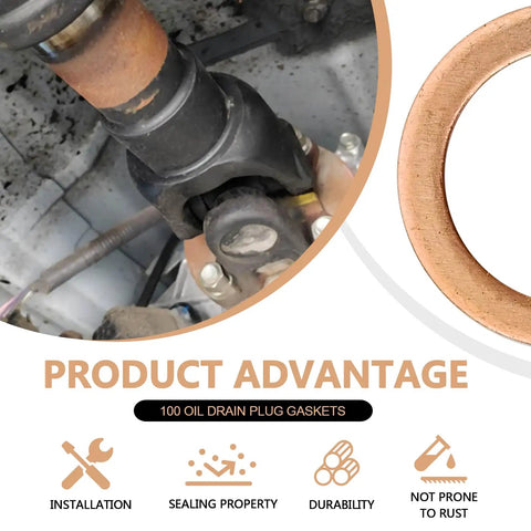 Product advantage of Leak Proof Oil Drain Plug Gasket Kit With Copper And Aluminum Crush Washers 100 Piece Set for vehicles