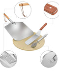 Pizza Stone Set For Oven And Grill 15 Inch Round Cordierite Stone With 14 By 16 Inch Pizza Peel Stainless Steel Spatula And Cutter