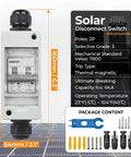 Front view of 40Amp 550V DC Solar Panel Disconnect Switch For Solar PV Homes Mini Circuit Breaker Box on solar panel