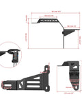Dual A Pillar LED Pods Off Road Mounting Brackets Set For Wrangler JL And JK, iron material, dimensions marked, black color.