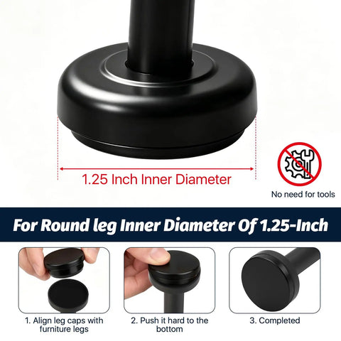 Heavy Duty Rubber Chair Leg Caps For Wrought Iron Patio Furniture 1.25 Inch Inner Fit Anti Slip Floor Protectors installation guide