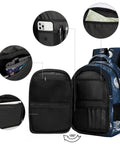 Moon Phases Space Astronomy Backpack Dope Printed Unisex Daypack with open compartments and mesh pockets visible