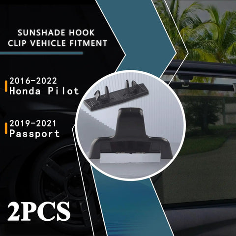Rear Sun Shade Hook Clip Kit With Cover for Honda Pilot 2016 2022 and Passport 2019 2021, 2PCS, black clips shown