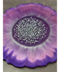 13 Inch Resin Flower Lazy Susan Rotating Serving Tray Modern Centerpiece For Dining Table Charcuterie Board Spices Kitchen Decor 360 Degree Turnable Tabletop Accessory For Home And Bathroom Boss Level Kitchen Vibe with purple floral design