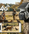 Rugged Wireless Solar Security Camera With 4G Lte Upload And Crisp Five Megapixel Clarity For Yards And Work Sites featuring solar panel and remote view on smartphone.