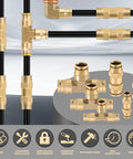 CheeMuii brass DOT air line fittings set, 35 pcs, with 1/4 in and 3/8 in tubing, push-lock quick-connect
