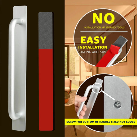 Close-up of Self Stick Instant Cabinet Drawer Handles Set Aluminum Alloy With Adhesive Backing, showing easy installation and no tools needed.