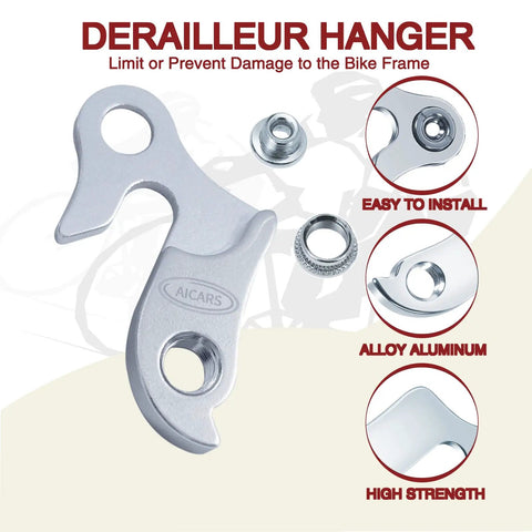 2 Pack Universal Bicycle Derailleur Hanger Replacement Tail Hook Silver Tone Emergency Spare Part close-up image