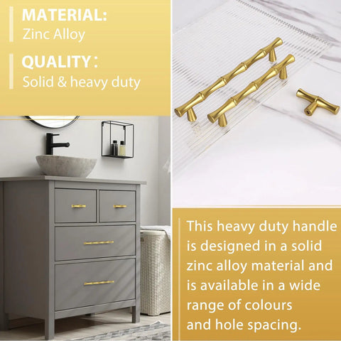 Brushed Gold Cabinet Pulls 7.5 Inch Hole Center Zinc Alloy Heavy Duty Drawer Handles 6 Pack for bedroom and kitchen cabinets