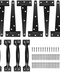 Six Pack Six Inch T Strap Gate Hinges Heavy Duty Gate Hardware Kit For Wooden Fence Rustproof Door Hinges With Four Door Pull Handles And Screws