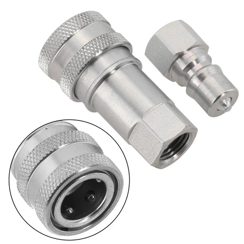 Heavy Duty Carbon Steel Hydraulic Quick Connect Coupler M14x1.5 Female Thread High Pressure Steel Ball Locking self-closing coupler