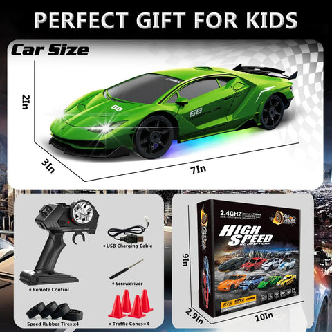 Remote Control Drift Car One Twenty Four Scale With 2.4GHz Four Wheel Drive High Speed RC Toy Up To 15 KMH package contents