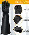 Heavy Duty 22 Inch Black Latex Gloves Chemical Resistant Rubber Gauntlets For Industrial Work and Dishwashing Savage Grip with textured grip.