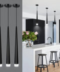 Black LED Pendant Lights 3 Pack Dope Modern Conical Dimmable Pendant Lighting With Acrylic Shade Minimalist Kitchen Island Bar