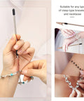Bracelet Clasp Clamp Tool For Jewelry Making With Metal Shaft And One Hand Operation Extender And Fastening Device With Non Slip Tips Golden Finish For Crafting And Repair, helping fasten bracelets with ease.