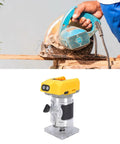 Cordless Wood Router With Brushless Motor 800W Power Five Variable Speeds Up To 30000 RPM Woodworking Trimming Kit displayed