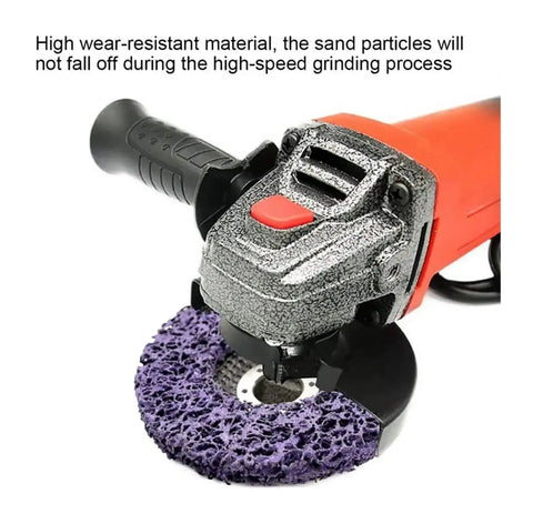 Poly Strip Grinding Disc For Angle Grinders 100 115 125mm Rust Removal And Surface Polishing One Piece Pack in use
