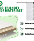 Eco-friendly MDF materials for 72 Inch Double Sliding Barn Door With Shelf Style, 84 Inch Tall, Primed MDF Build, Two 36 Inch Panels.