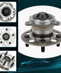 Rear Wheel Hub Bearing Assembly Set Compatible With Toyota RAV4 1996 2003 Without ABS 5 Lug 2 Piece Replacement 512213 Direct Fit Beefy Quality Wheel Hub for rear and side view