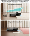 LiDAR Robot Vacuum And Mop With 10000Pa Suction 75 Day Self Emptying Base 360 Degree Mapping in action on carpet and wood floor