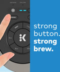 Finger pressing strong brew button on Your Go To Single Serve Coffee Maker For Hot Or Iced Brews, QuickChill and MultiStream Tech