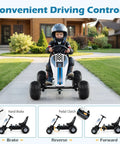 Child riding Kids Pedal Go Kart With Adjustable Seat Handbrake Free Wheel And Pedal Modes Four Wheel Ride On Toy