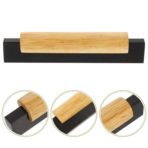 Sturdy Black Cabinet Pulls For Kitchen And Furniture Round Solid Wood Door Handles With Aluminum Accents 96mm Hole Spacing Easy Grip