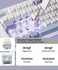 Pro Rig Ready Tri Mode Mechanical Gaming Keyboard With A Massive 40Mm Precision Aluminum Volume Knob For Seamless Streamer Audio Tweaks And Clutch Session Vibes showing Coconut Cream Switch and keycap removal.