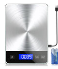 Digital Kitchen Scale For Home Chefs With 33Lb Capacity, Rechargeable 304 Stainless Steel with LCD Display and batteries shown