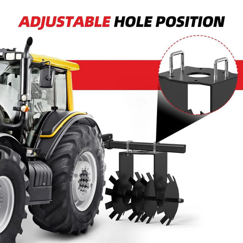 Two Piece ATV Disc Plow Harrow Set For Tractor Attachments with adjustable hole position and steel discs for soil loosening