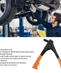 Heavy Duty Rivet Tool Kit With 120 Rivets For Metal And Plastic used by mechanic under vehicle exhaust system