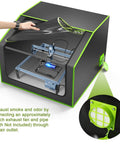 Pro Grade Laser Engraver Enclosure With Vent, Fireproof And Dustproof Protective Cover For Most Laser Engravers, shown open with laser inside