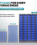 75 Drawer Hardware Cabinet For Nuts Bolts And Small Parts With Heavy Duty ABS Drawers And Metal Frame Bolt Bin Organizer For Workshop Garage And Home Office Tool Storage And Organization